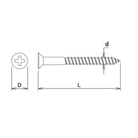 DAIDOHANT 10183263 Stainless Steel Wood Screws, Countersunk Head (Nominal Diameter d) 0.16 x (L) 1.3 x 0.32 inches (32 mm) Head Diameter D 0.3 inches (8 mm)