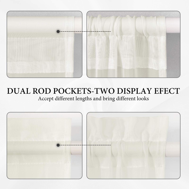 MIULEE French Door Sidelight Sheer Curtains 2 Panels Light Filtering