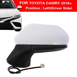 Marretoo for Toyota Camry Side Mirror Assembly Driver Side 2024 2018 2019 2020 2021 2022 2023 | Power | Gloss Finish | Non-Heated | Replaces TO1320366 |WHITE| (POWER, Driver Side(LH))