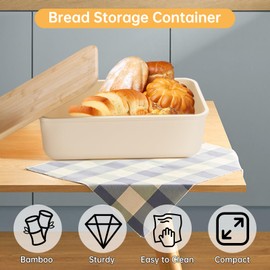 Ajrwiiy Sourdough Bread Box - Proofing Box for Sourdough Bread Baking, Breads Storage Container with Wooden Cutting Board Lid, 7.5L Breads Holder for Kitchen Counter Corner, Cabinet to Storage