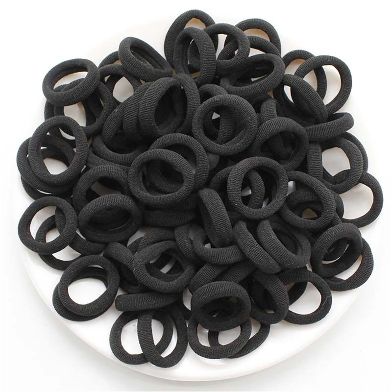 liuchanghe 100 Stück Schwarze Haargummis, Mini Nahtlose Haarbänder, Pferdeschwanz-Halter, elastisch,