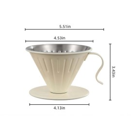 Premium Pour Over Coffee Maker - Professional Extraction, Food-Safe Design & Easy Clean | Includes 100 Natural Filters | Perfect for Home, Office & Travel Use by Coffee Enthusiasts (Off white, Large)