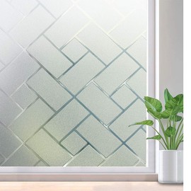 rabbitgoo Window Privacy Film, Frosted Glass Decorative Static Cling Sticker Sun Blocking Vinyl Covering for Home Kitchen Living Room Bathroom, 17.5 x 78.7 inches