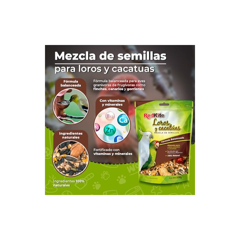 MEZCLA DE SEMILLAS P/LOROS Y CACATUAS 500 G