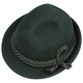 Children's Dreispitz Wool Felt Hat – Plain Costume Hat for Children – Seppl Hat Made of 100% Wool Felt – Hiking Hat with Double Cord – Summer / Winter Green 53 cm, Green