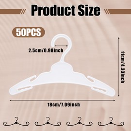 Soulchen 50 Pcs Doll Clothes Hangers for 18 Inch Dolls, White Plastic Clothes Hangers with Non-Slip Clips, Space-Saving Wardrobe Accessories for Gown Dress Outfit