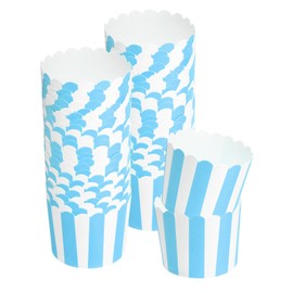 sourcing map 50pcs Cupcake Wrappers for Wedding, Paper Baking Cups and Muffins Liners for Birthday Wedding Party Supplies (Blue and White, Stripe)