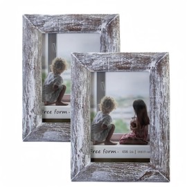 4x6 White Picture Frames Set of 2, Rustic Solid Wood Picture Frame with High Definition Glass, Farmhouse Distressed Wooden Photo Frames for Wall or Table Top Display Picture