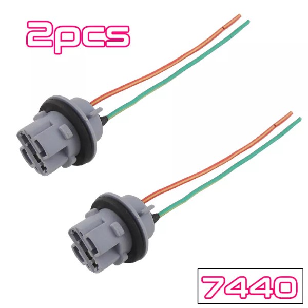 Unbranded 2pcs 7440 W21W Female Socket Wiring Harness Back Up