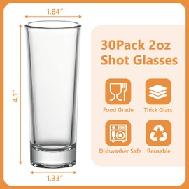 KEYWING 30 Pack 2oz Clear Shot Glasses with Heavy Base for Tequila