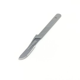 Disposable Scalpels No. 22 with Plastic Handle, High Carbon Steel, Individually Foil Wrapped, Sterile, Box of 10