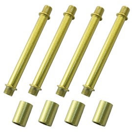 Litoexpe Double End Straight Pipe Lamp Stem Kit 100mm(3.94"), Lamp Extension Rod with Connector 4 Pcs, Lamp Rod Hardware Light Fixture Parts Replacement Gold