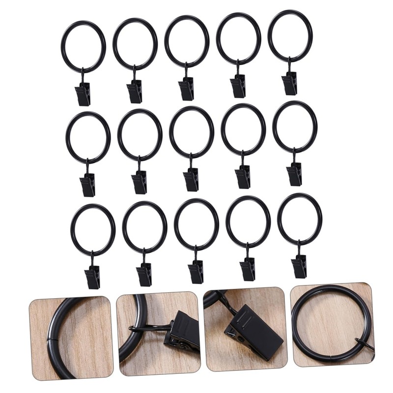 GRIRIW 40pcs Curtain Rings with Clips Drapery Rings for Easy