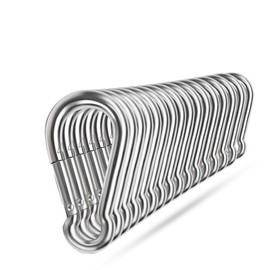 Ekunbuy 304 Stainless Steel Carabiner Hook, Spring Loaded Carabiner, Spring Clips, Fire Brigade Carabiner, Buckle, Rope Connector for Camping, Hiking, Lifting Straps (40 mm (M4) Pack of 16