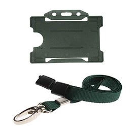 ALG ID Cards® Dark Green ID Card Badge Holder - Dark Green Lanyard Card Holder - Dark Green Lanyard Neck Strap with Metal Clip & Safety Breakaway Release for Pass Holder