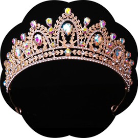 Queen crowns for Women,Crystal Princess Tiaras Rhinestone Tiaras For Wedding Bridal Birthday Prom Pageant Party (Gold AB)