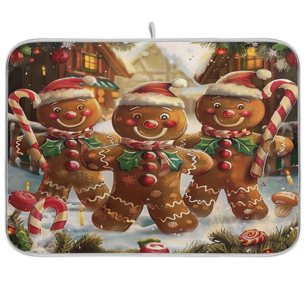 Christmas Gingerbread Snow Dish Drying Mat for Kitchen Counter 16