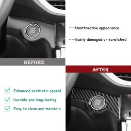 Car Engine Start Stop Real Carbon Fiber Accessories Decals Compatible with KIA Forte K3 2019 2020 2021 2022 2023 2024 Ignition Switch Button Cover Trim Sticker