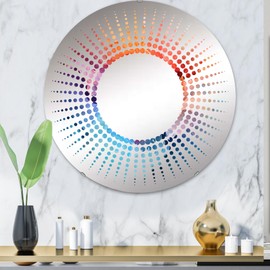 DesignQ Coral Blend Bubbles - Soda Starburst Food & Beverage - 32 Inches - Round Decorative Wall Mirror for Bathroom, Bedroom, Entryway, Living Room, Vanity Room and Modern Décor