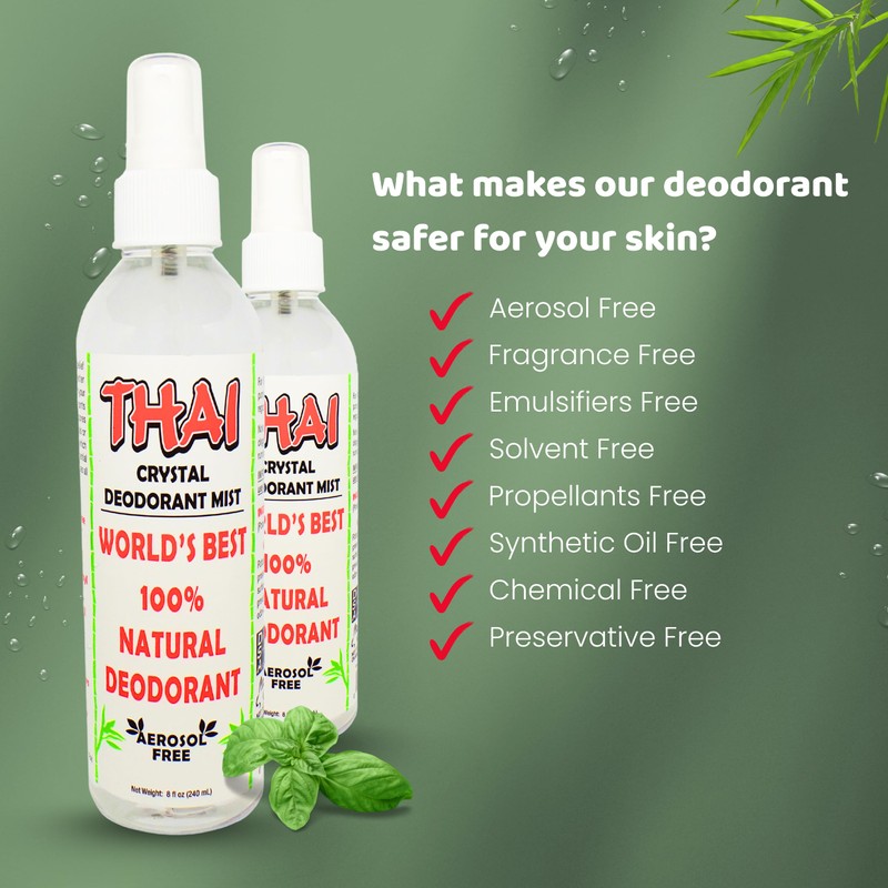 Thai Deodorant Stone Crystal Mist Natural Deodorant Spray 8 oz.