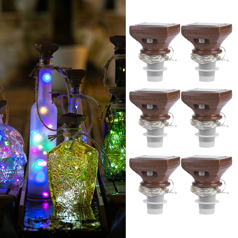 6PCS 20LED Solar String Lights Waterproof Wine Bottle Cork Lamp