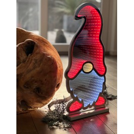 LED Santa Claus Infinity Effect Timer Function Illuminated on Both Sides Window Decoration X-Mas IP20-3 Metre Cable Including Stand for Indoor Use 16 x 7 x 30 cm