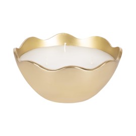 Kate and Laurel Alessia Scalloped Round Metal Candle Bowl, 8 Inch Diameter, Gold, Modern Three-Wick Unscented Candle with Decorative Bowl for Living Room Decor