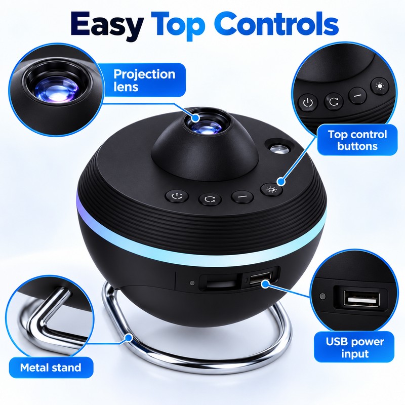 13-in-1 Galaxy Projector for Bedroom – Rotating Ultra-Clear Space &