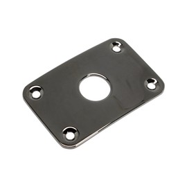 Curved Rectangular Metal Guitar Jackplate - Black Chrome - Explorer Electric Guitar for 1/4" Output Jacks