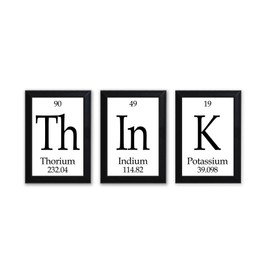 Neurons Not Included Think Periodic Table of Elements Templates - Think Wood Sign - 3 Pcs Set - Each 5" x 7" - Geekiger Home Decor