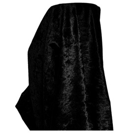 A-Express Premium Glitz Soft Crushed Velvet Fabric Material Curtains Cushion Dressmaking Upholstery 140cm Wide with Backing - Half Metre 50cm x 140cm Black