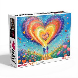 Colorful Heart Puzzles for Adults 1000 Pieces, Rainbow Gradient Love Jigsaw Puzzle, Impossible Lovers Art Painting Hard Difficult Challenging Puzzles As Home Decor