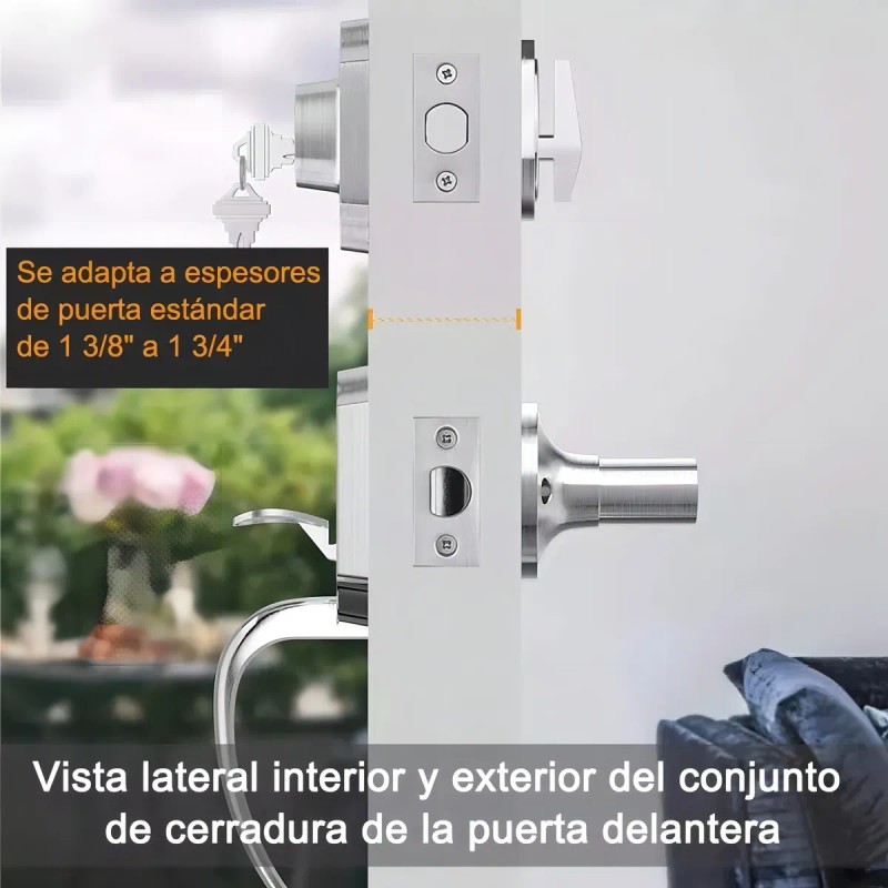 Cerradura Principal Banna Manejable Plateado Cromado Extensible para Puerta 3