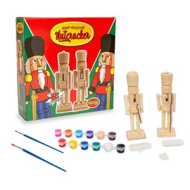 Paint Your Own 7-Inch Wooden Nutcracker Figure Craft Kit, Set of 2 | Holiday Christmas Decoration for Indoor Winter Table Desktop