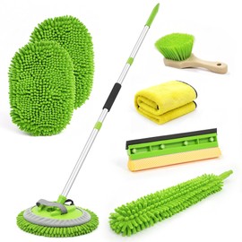 62" Car Wash Brush with Long Handle, 6Pcs Car Wash Kit Exterior