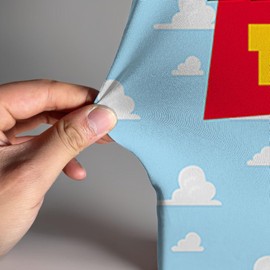 Uoimystify Customizable Clouds Arch Backdrop - Reversible Stretch Fabric with Bold Number Name Blocks, Kids Birthday Parties. Animal Cow Print Stripes, Elastic Fabric (7.2x4ft,GX-2572)