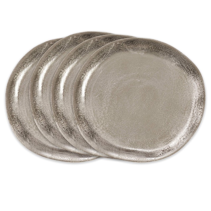 SARO LIFESTYLE Aluminum Organic Charger (Set of 4), 13"x13", Silver