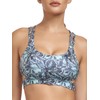 RELLECIGA Women's Blue Leaf Scoop Neck Strappy Cutout Sport Bra