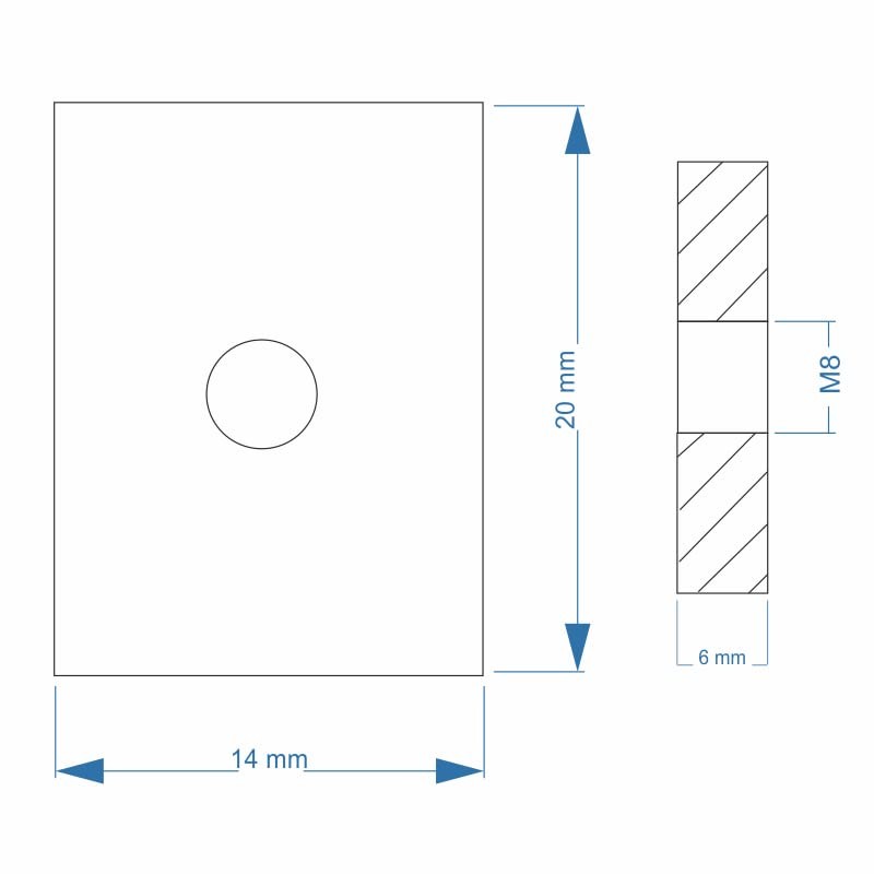 Slot Nut | Threaded Plate 20 x 14 x 6