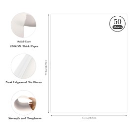 Erilano 50 Sheets White Cardstock Paper 8.5 x 11, 250gsm/92lb Thick Card Stock, Heavyweight Thick Printer Paper Great for DIY Cards, Greeting Cards, Office, Birthday, Arts, Crafts, Invitations