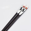 Issho, Painted Chopsticks Auspaulownia Box, Includes Chopsticks Rest, Black Cat