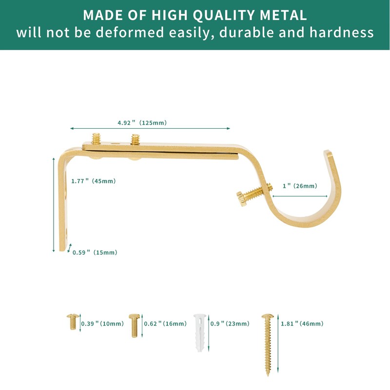 Adjustable Curtain Rod Brackets, 2 Pcs Premium Rod Brackets for