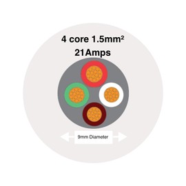 Automotive 4 Core Cable 12V 24V Wire Multistrand Thin Wall (4 Core 1.5mm² 21Amps, 10 Meter Coil)
