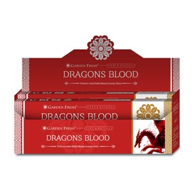 Garden Fresh : Premium Dragon's Blood Incense Sticks/Agarbatti - 180 Grams Box | 12 Packs of 15 Grams Each in a Box | Hand Rolled Natural Incense Sticks