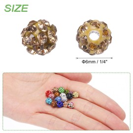 MECCANIXITY 100pcs 6mm Rhinestone Beads for Jewelry Making, Bling Disco Bead Sparkle Diamond Clay Bead for Necklace Bracelet Christmas, Light Brown