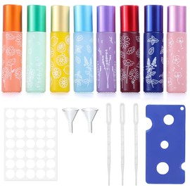 Roll on Glasflaschen für ätherisches öl 8 Stück Rollon Flaschen für öle 10ml Roll On Flasche Leer Glasroller Nachfüllbarer Behälter mit Edelstahl Roller Bällen für Ätherische Öle Parfums Kosmetika