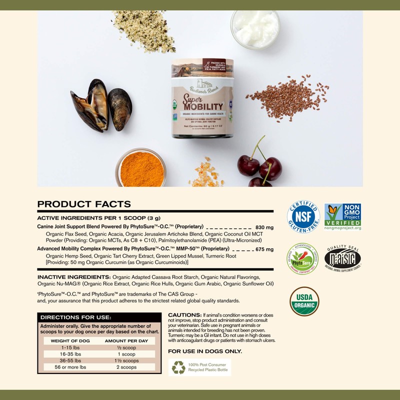 by Katherine Heigl- Super Mobility Canine Supplement Organic Ingredients Helps