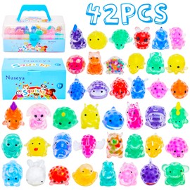Nuseya Squishy Toys 42 Mochi Squishy Toys for Kids Soft Mini Squishies Animals with Orbeez Inside Small Rewards for kids Party Favor Idea Party Bag Fillers with Box (No duplication)