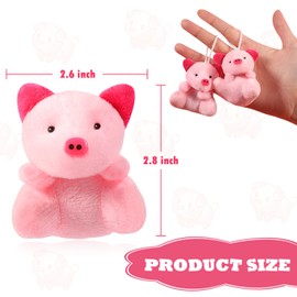 ASONA 24Pcs Pink Pig Mini Stuffed Animal and Plush Toy, Small Bulk Stuffed Animals Party Favors for Kids, Animals Plush Keychain, Carnival Prizes Goodie Bag Stuffers Valentines Day Gifts for Kids