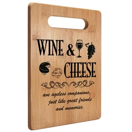 Absnfatu Wine and Cheese Cutting Board Chopping Board, Gifts for Wine Lovers Cheese Lovers, Bamboo Cutting Board for Kitchen, Wine Kitchen Decor, Decorative Cutting Boards for Kitchen